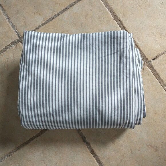 IKEA Nyponros Duvet Cover Gray Ticking Striped King Size 100% Cotton 98x78" - Picture 1 of 6